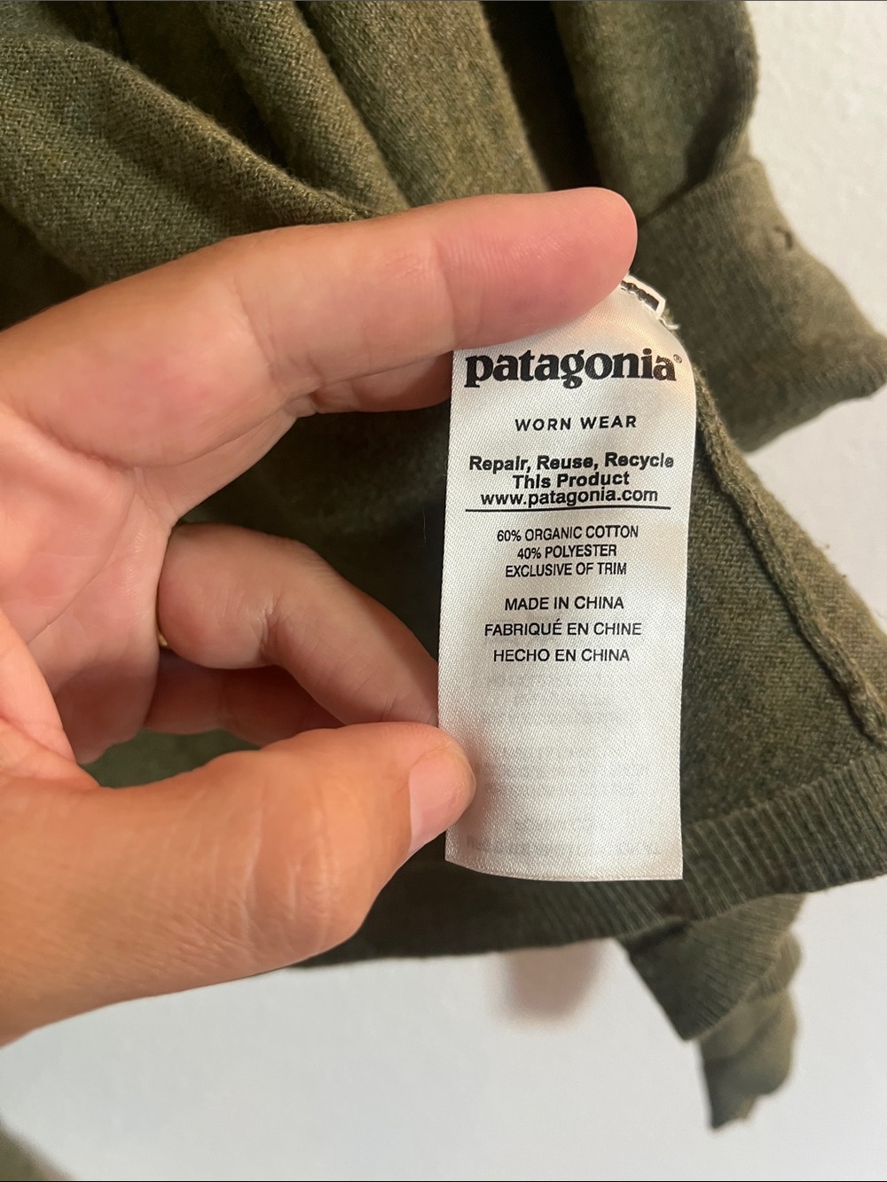 Patagonia Olive Green Open Front Cardigan - Picture 3 of 4